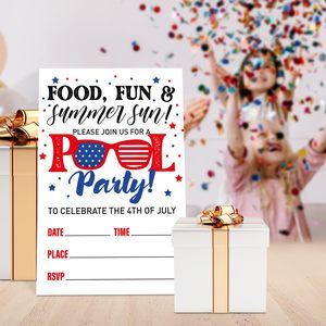 4th ของการเชิญ july ปาร์ตี้สระว่ายน้ำที่มีซองจดหมายฤดูร้อนรักชาติบัตรเชิญที่สวยงามสำหรับวันอิสระ - Product Image 5
