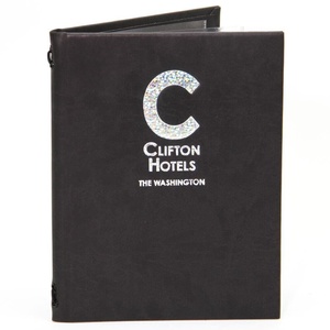 A4 <strong>Size</strong> <strong>Elastic</strong> Leather Menu Cover Wood Material with Retainer <strong>String</strong> for Hotel &amp; Restaurant Paper Menu Holder - Product Image 5