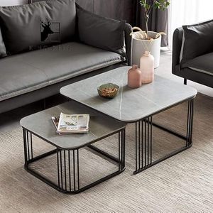 Yan yuvalama sehpaları merkezi masalar ve oturma odaları için mermer masa ile Metal çerçeve çizim odaları veya balkonlar - Product Image 3