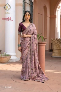 Indian Wholesaler's Stylish Floral Printed Pure Viscose Dola Silk <strong>Sari</strong> Ladies' Ethnic Saree for Wedding Parties - Product Image 4