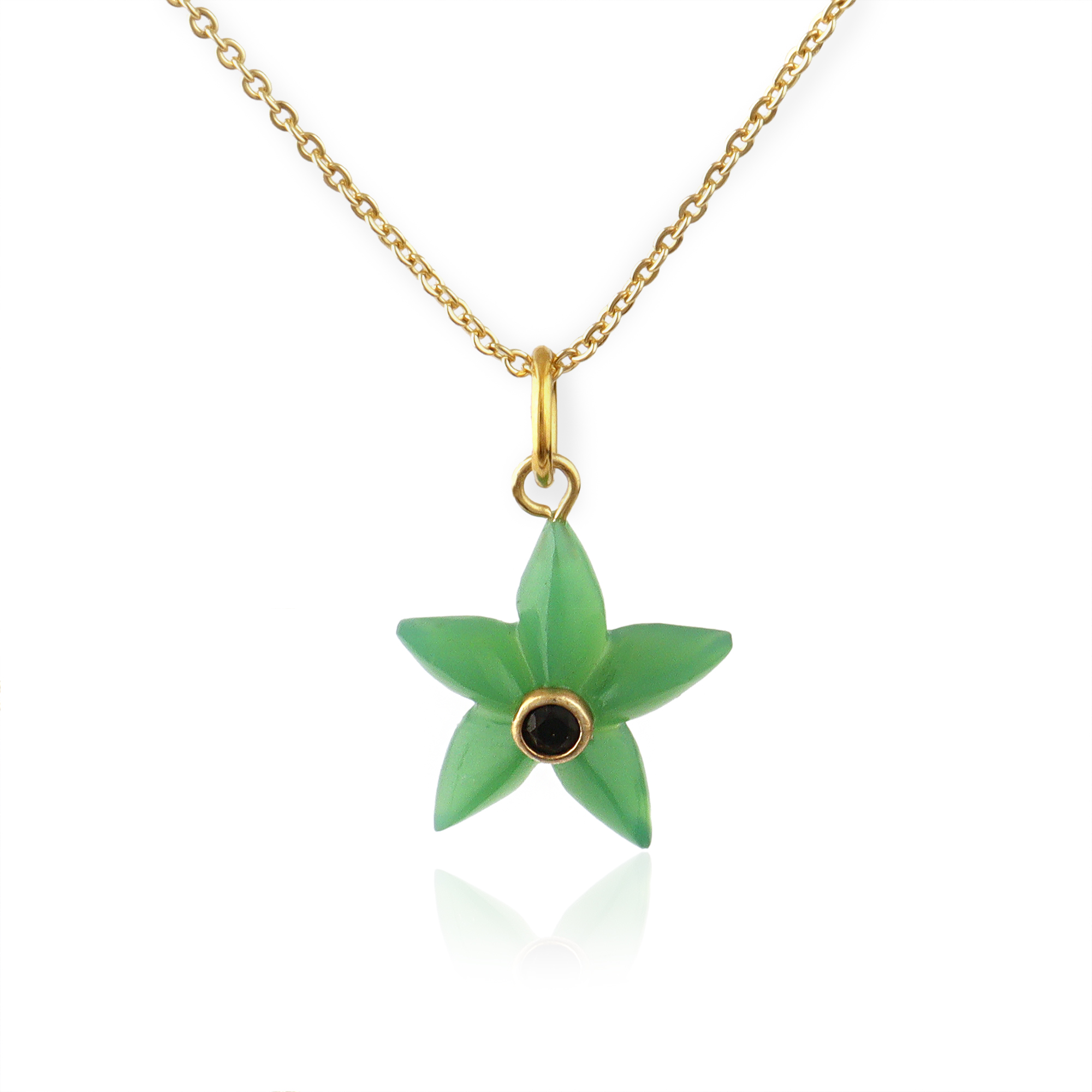 Green Chryso Chalcedony, Black CZ