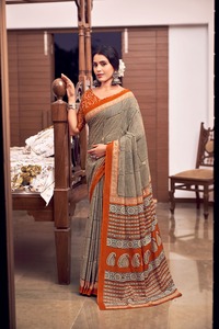 Sfisty לקנות טהור טהור saree עבור אישה עם גבולות zari אלגנטיות פוגש נוחות