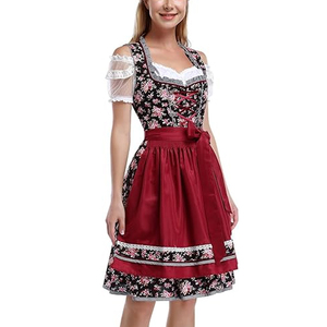 Geleneksel alman ekose Dirndl elbise Oktoberfest kostüm Cosplay kıyafet yetişkin 2025 kadınlar için cadılar bayramı Cosplay fantezi parti - Product Image 5