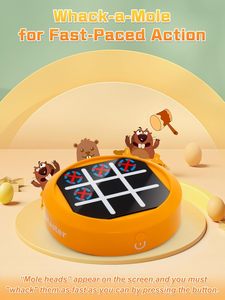 4 in 1ミニTic Tac Toe Boltゲーム、電子ハンドヘルドパズルゲームコンソールWhack-a-Moleファミリー楽しい旅行ボードゲーム - Product Image 3