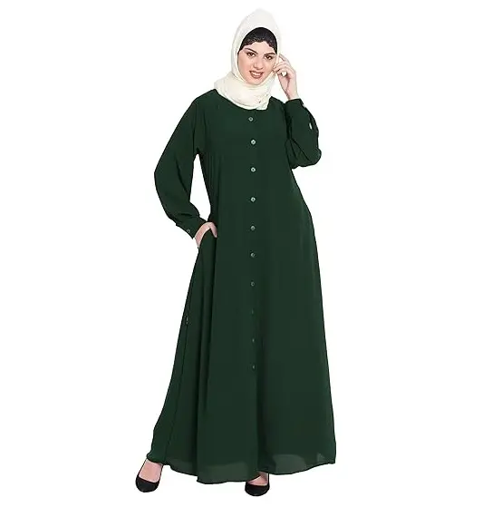 ราคาถูกราคาที่กําหนดเองทําสุภาพสตรีมุสลิม Abaya ร้อนขายสีทึบใหม่แขนยาวสุภาพสตรีระบายอากาศ Abaya สําหรับขาย