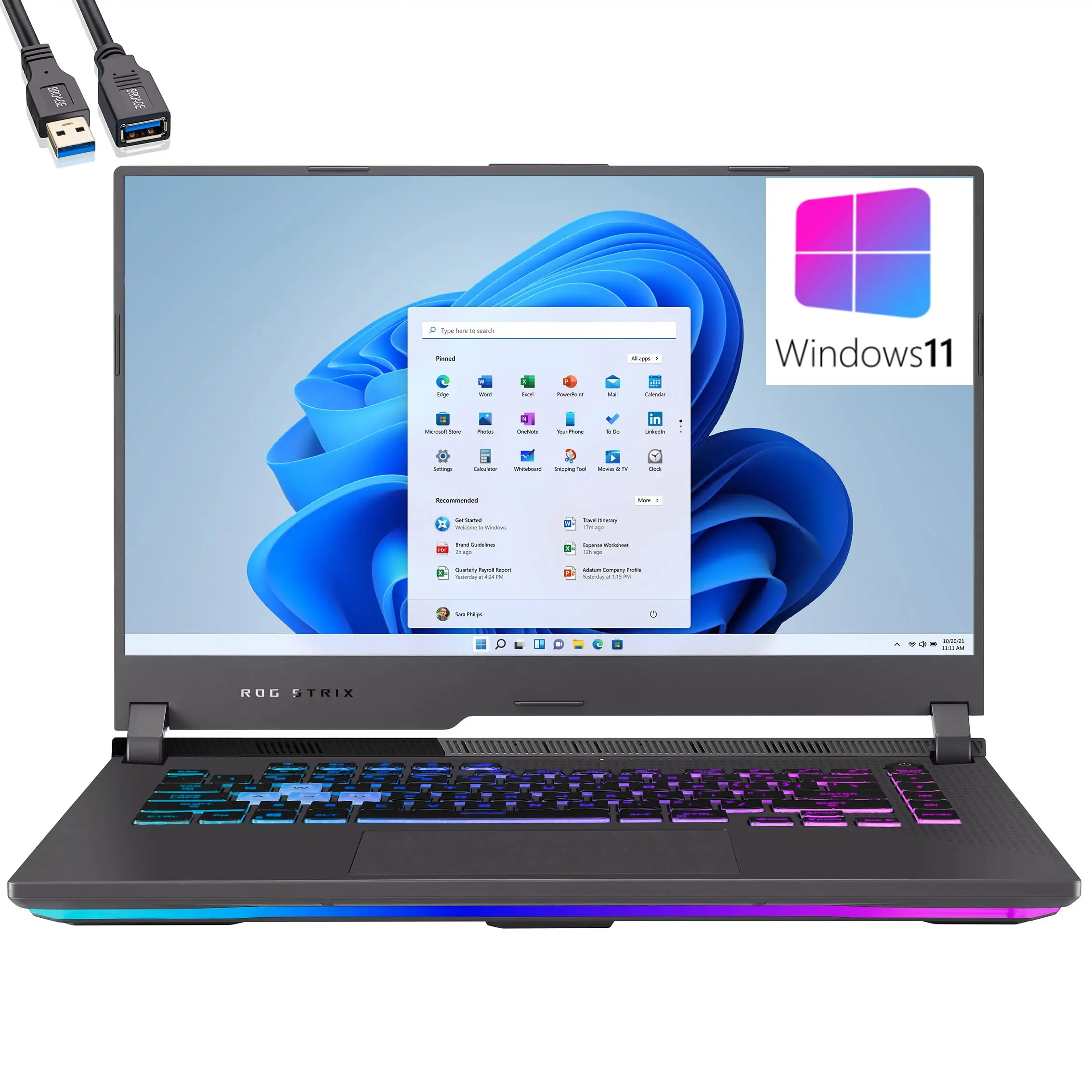 15.6 1Hz FHD Gaming Laptop, 8-Core 7 4800H, 16GB DDR4 RAM, 512GB PCIe SSD, RTX 3060 6G, WiFi6, RGB Backlit KB, Win 11, BROAG Ex