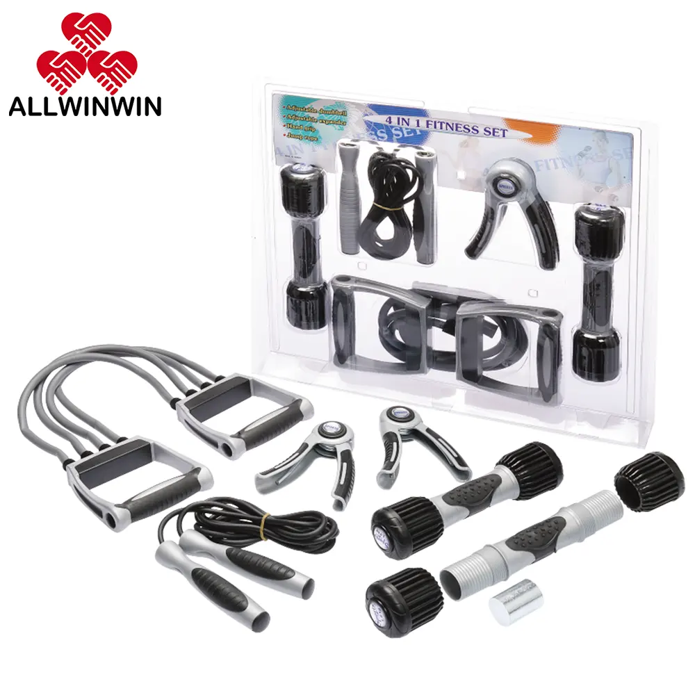 Allwinwin fts06 conjunto de fitness, resistente com tubo de aperto da mão, corda de pular
