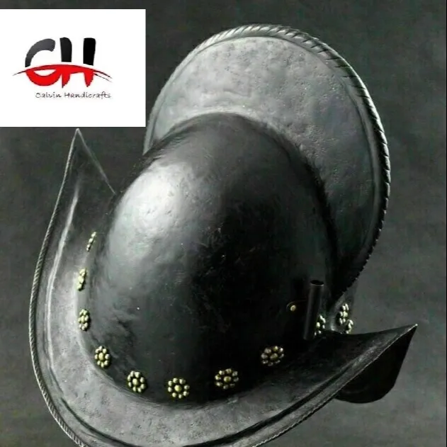 Casco spagnolo Morion medievale antico acciaio calibro 18 fatto a mano Halloween