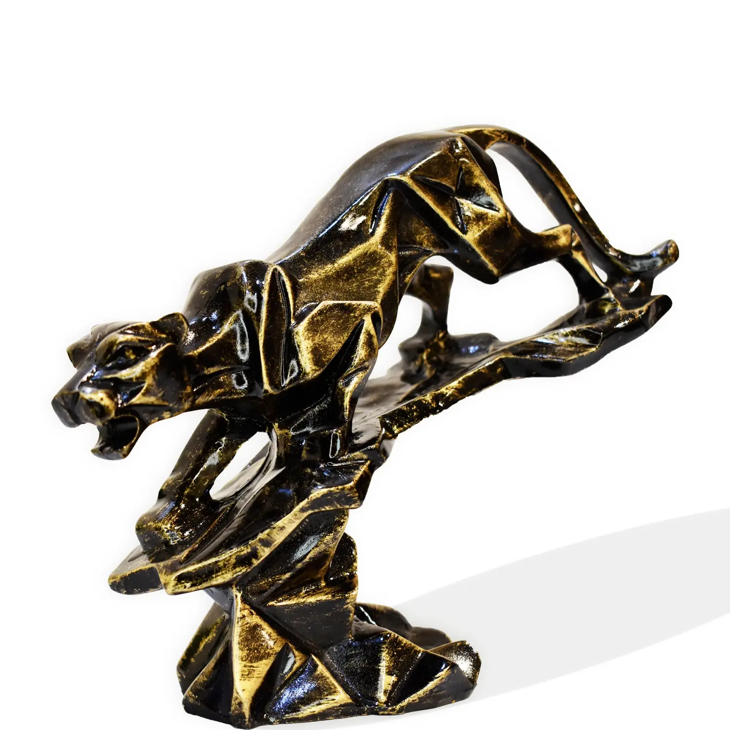 تمثال حديث عتيق من الراتنج الذهبي على شكل بانثر تمثال ديكور منزلي على شكل حيوانات مجسم حيوان بولي من الراتنج مجسم ذهبي اللون