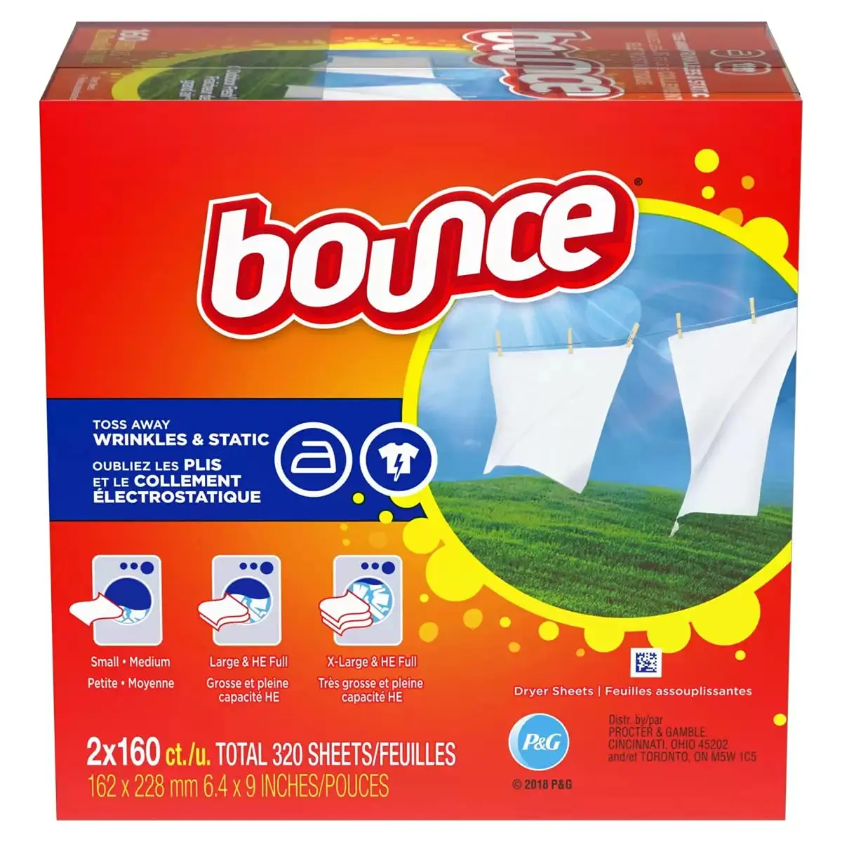 Bounce Dryer Sheets with Outdoor Fresh Scent, 34 Count