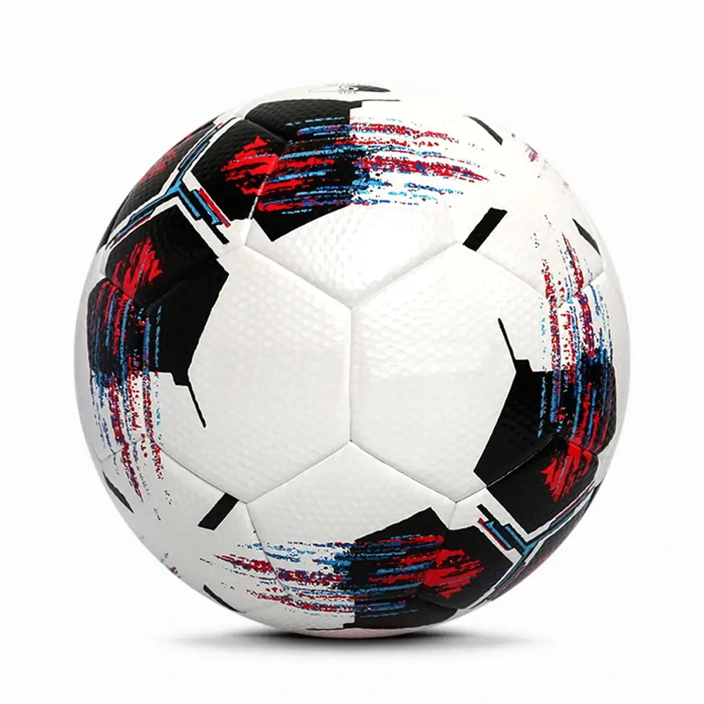 OEM venta al por mayor personalizado colorido estampado a rayas equipo deportes partido entrenamiento Pu balón de fútbol tamaño profesional fútbol paquistaní Footb