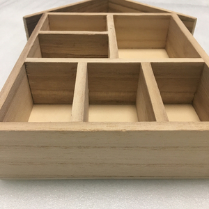 Không Sơn Bằng Gỗ Letterbox Nhà Hình Dạng Thu Nhỏ Bằng Gỗ Hiển Thị Kệ Nhà Búp Bê Showroom Bằng Gỗ Bóng Hộp Với 7 Ngăn - Product Image 5