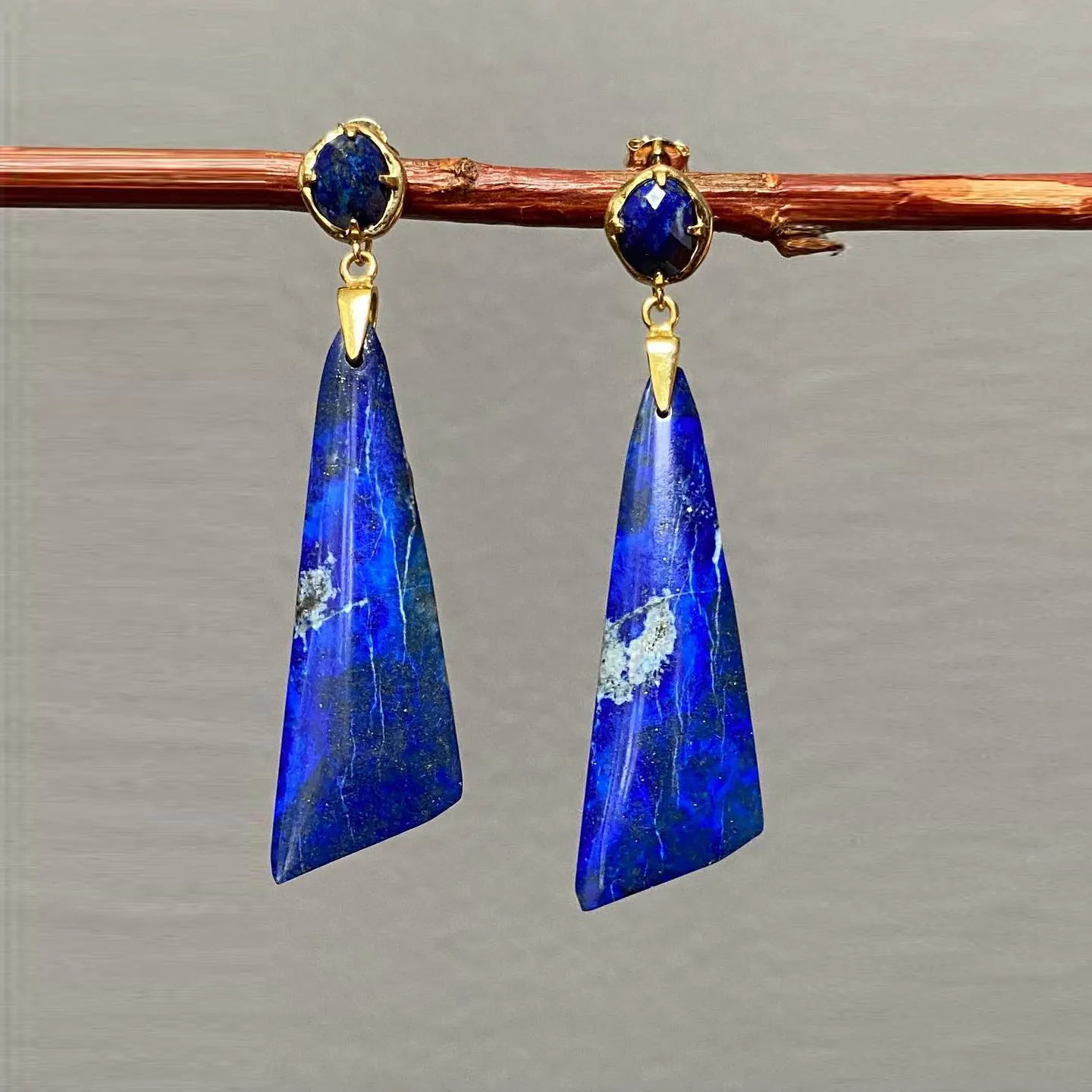 Lapis Lazuli Oorbellen Natuurlijk Blauw Edelsteen Waterdruppel Ontwerp 18K Vergulde Mode Bohemian Stijl Sieraden