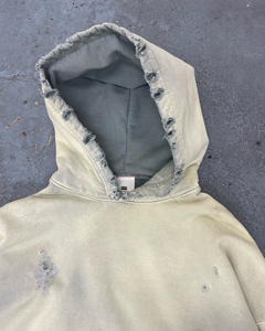 撕开380gsm男女通用重量级仿旧刺绣剪裁和缝制拉链复古贴片男士酸洗拉链连帽衫