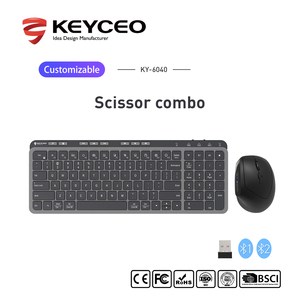 2,4G + Juego de teclado y mouse inalámbricos Bluetooth Teclado ergonómico Teclado retroiluminado Peine para computadora portátil - Product Image 2