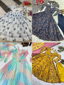 Un uzunluk yeni varış son düzenli kollu tekne boyun mavi renk anarkali tipi <span class=keywords><strong>kurti</strong></span> hint kadın etnik giyim - Product Image 5