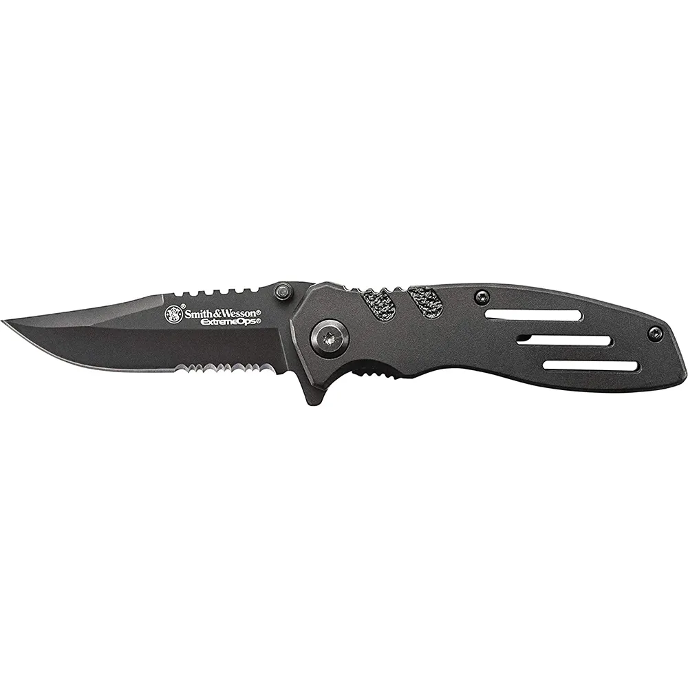 7.1in S.S. Zakmes Met 3.1in Gekarteld Clip Point Blade En Aluminium Handvat Voor Outdoor, Tactische, Survival En Edc