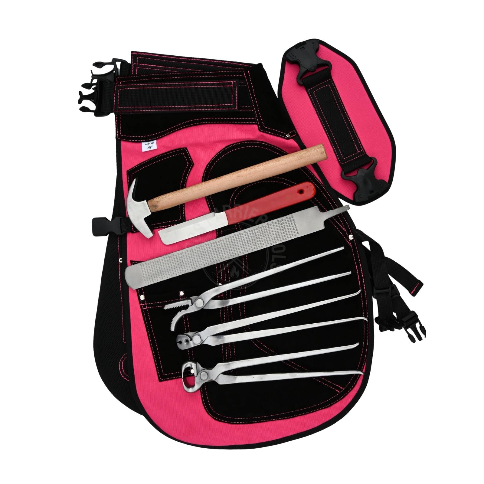 Black Farrier Tools with Pink farrier Apron