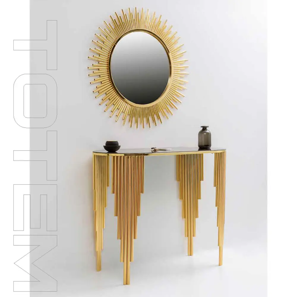 Europeo moderno in metallo gambe piedi oro mobili vanità trucco Design camera da letto spogliatoio tavolo lucido con LED specchio cassetto