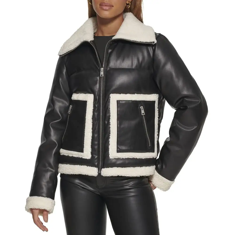 Женские кожаные куртки модные новые поступления индивидуальные кожаные куртки с воротником из искусственного меха