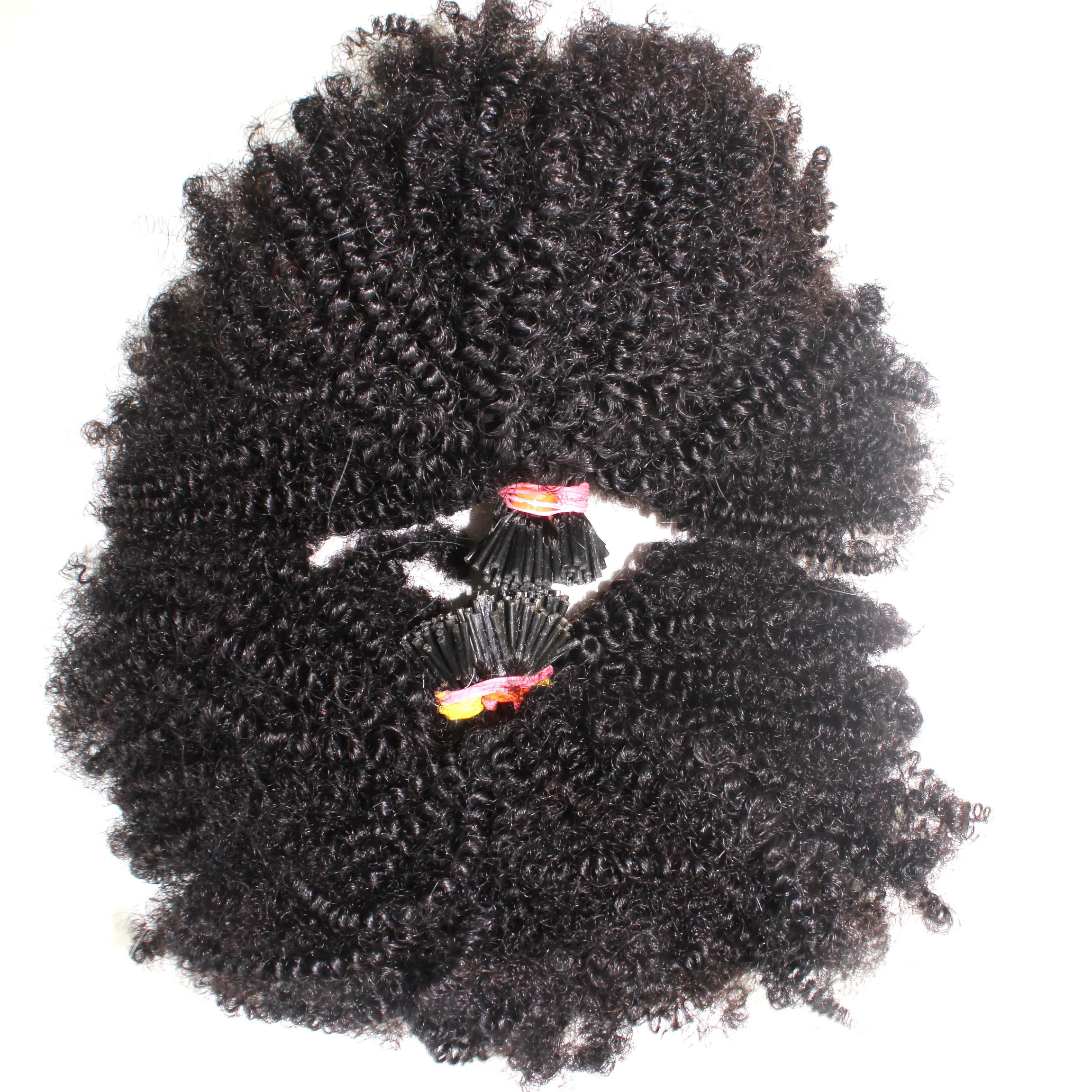 Extensiones de cabello humano de alta calidad, cabello crudo rizado y rizado, extensiones de cabello rizado Micro Link ITip para mujeres negras