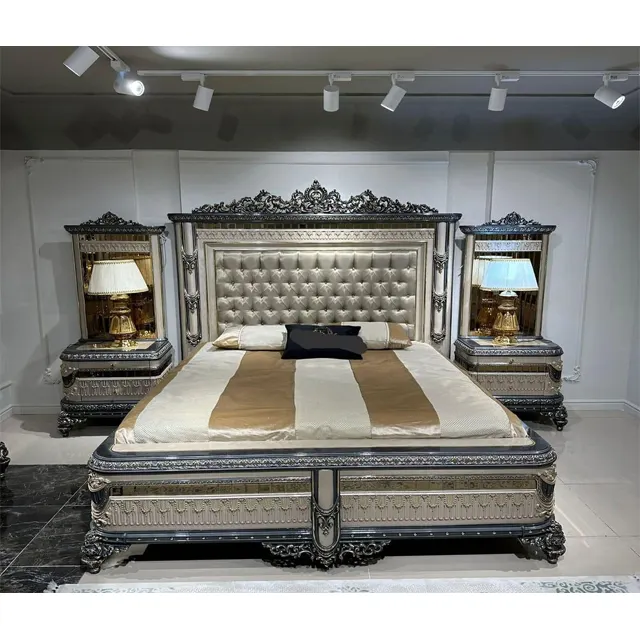 Набор для спальни с античной отделкой в русском стиле, ручной работы, мебель из тикового дерева, Европейский дизайн, мебель для спальни