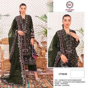 Ağır nakış hint ve pakistan giyim <span class=keywords><strong>Alkaram</strong></span> uygun fiyata kadınlar için ağır Georgette