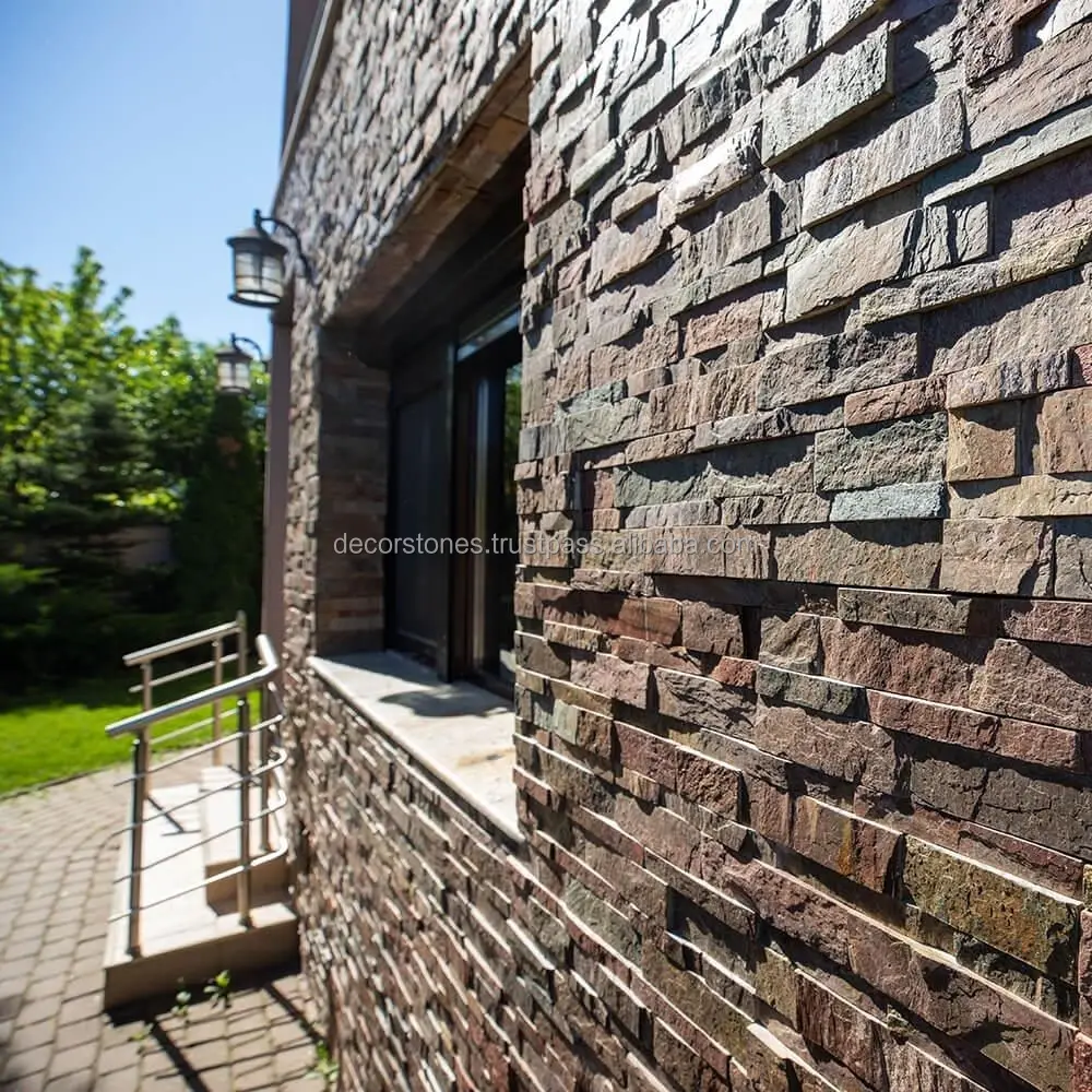 Pannello a parete naturale più venduto quarzite di rame ardesia ledger pietra esterna interna decorativa piastrelle pannelli in pietra superficie divisa