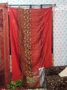 Vintage Boho ipek Patchwork perdeler oturma odası ve yatak odası için eski ipek Sari kapı panelleri ile pencere gölgeliği fonksiyonu - Product Image 4