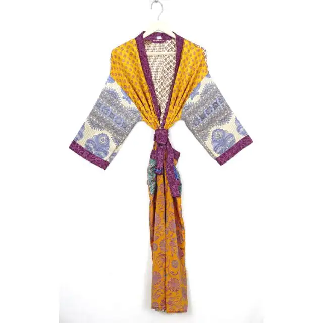 Kimono Vintage Floral Bata, Boho, Bata de Novia Batas de Dama de Honor Kimono Largo de Seda Robe regalos para ella Kimono Dragón