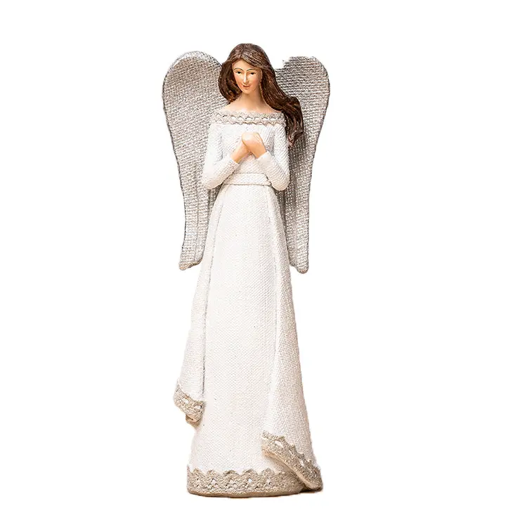 Figura de ángeles esculpidos de belleza blanca de resina, adornos de mesa, figurita de Ángel pintada a mano para decoración de mesa de estudio en casa XR Angeles