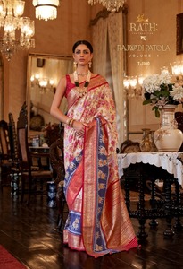 Tasarımcı düğün kıyafeti Rajwadi pürüzsüz Patola ipek Saree tasarımcı iş sınırında ve çekici Pallu üreticisi - Product Image 6
