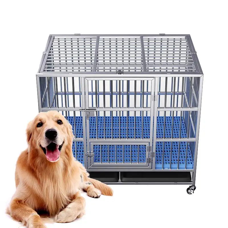 Kandang Anjing Logam, Dalam Ruangan Ramah Lingkungan Stabil Besi Kandang Hewan Peliharaan Pemasok Kandang Anjing untuk Dijual dengan Roda