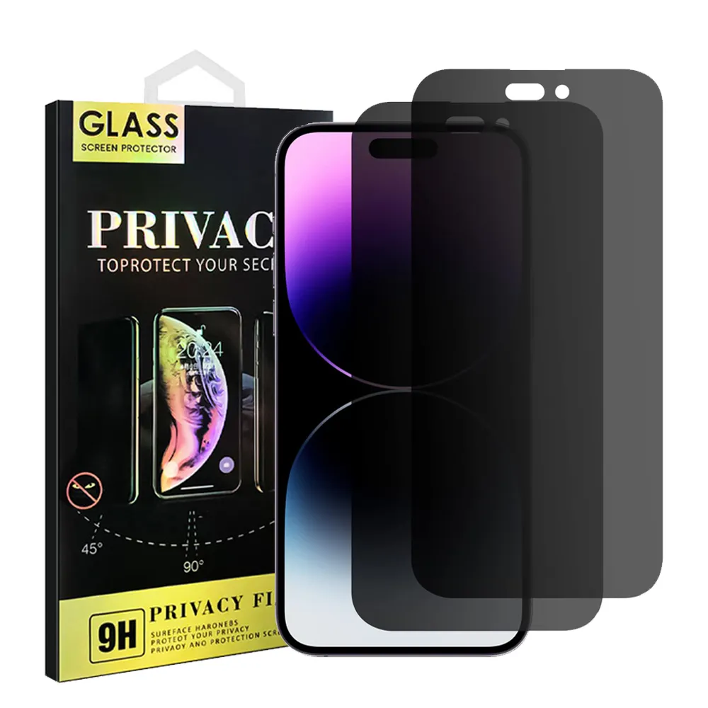 उच्च गुणवत्ता विरोधी जासूस गोपनीयता स्क्रीन रक्षक 2.5d 9h टेम्पर्ड ग्लास के लिए iphone 15 14 प्रो मैक्स स्क्रीन रक्षक iphone 14 मैक्स