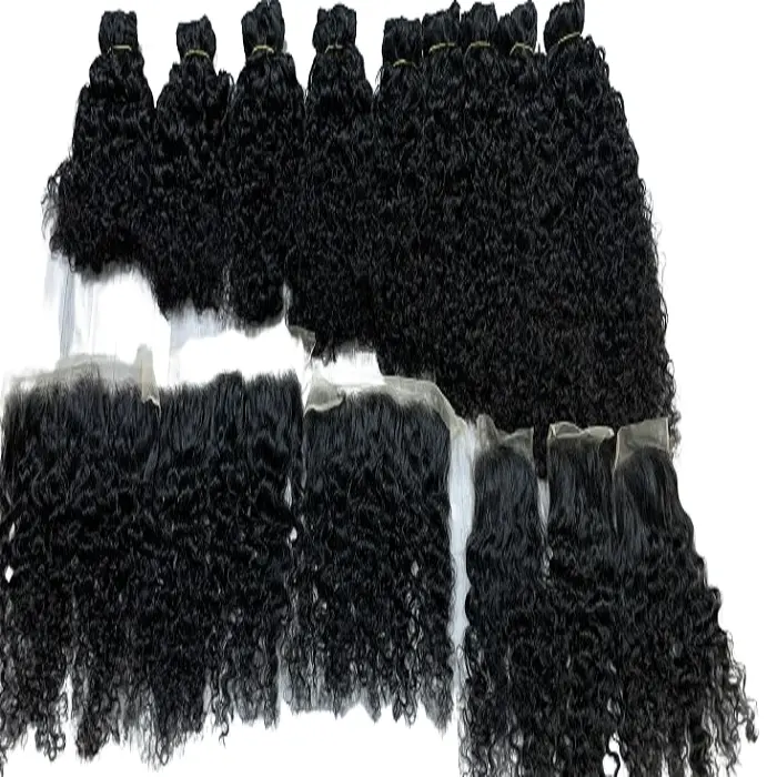 Barato 100 Extensão Do Cabelo Humano Raw Cambojan Hair Bundle sem química processada extensões dreadlock frontal DHL FEDEX