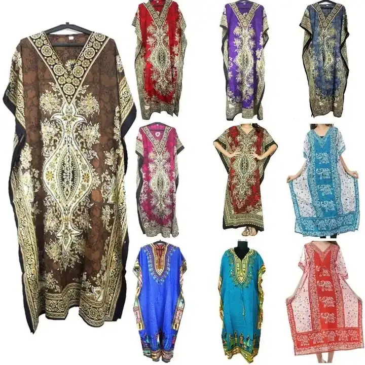 Uzun Kaftan elbise Polyester Kaftan Maxi elbise Kimono çeşitli renkler hint tunik yaz elbisesi plaj kapak up hippi tarzı