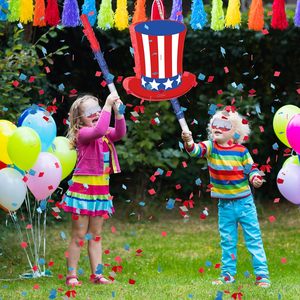 หมวกรักชาติ Pinata สีแดงสีขาวสีฟ้าหมวกรักชาติ Pinata 4th ของ july Pinata พร้อมผ้าปิดตาแบบพับสำหรับวันเอกราช - Product Image 4
