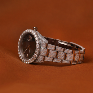 Mắt người đàn ông hấp dẫn của sang trọng thời trang cao cấp vvs 1 rõ ràng moissanite kim cương Studded hoàn toàn Iced ra thạch anh Đồng hồ - Product Image 3