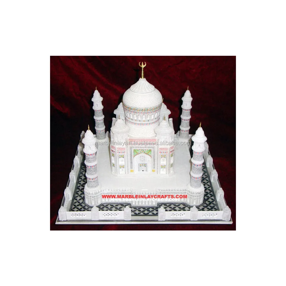 Produto do perfil alto e mármore branco Handmade surpreendente arte indiana Taj Mahal com mini estrutura memorável para o casamento decorativo