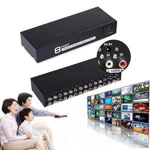 Caja divisora accionado de 8 vías, 3 RCA, 1 en 8 salidas, duplicador de distribución de Audio y vídeo compuesto con adaptador de corriente - Product Image 2