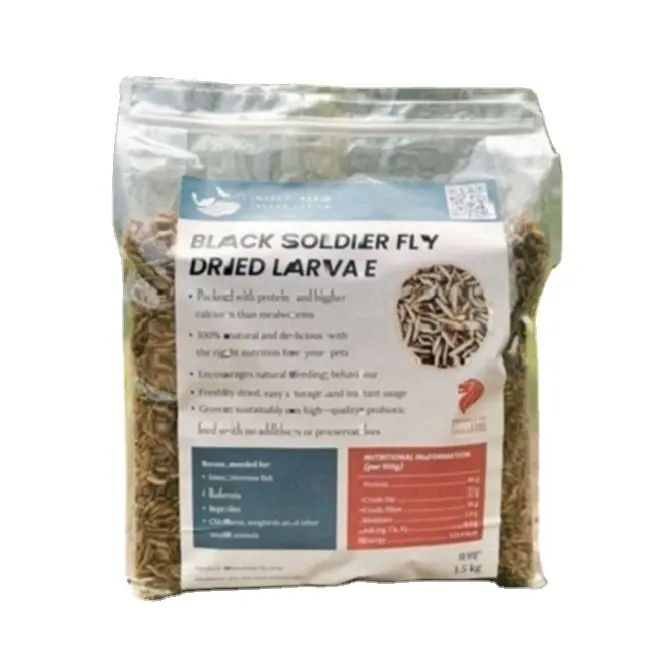 Alimentos orgânicos de proteína e minerais de alto valor, alimentos para animais de estimação, 500g, soldado preto, larva seca para alimentação de aves domésticas