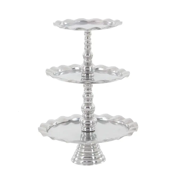Top Selling Buy From Indian Exporter Decorative Round Shape Zoey Aluminum 3 Tiered Server Cake Stand For Tabletop Serving Decor