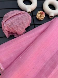 Latest Designer Heavy Georgatte Sequence Zari Work Saree with Rich Pallu Indian &amp; Pakistani Clothing - Product Image 4