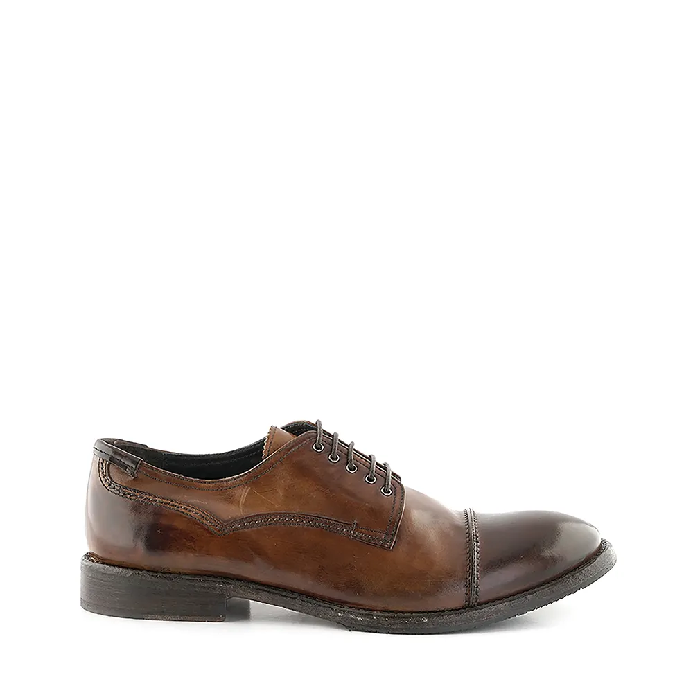 HIGH QUALITY MAN CLASSIC SHOES LIGHT BROWN LEATHER, LACES, LIGHT, COMFORTABLE MADE IN ITALY