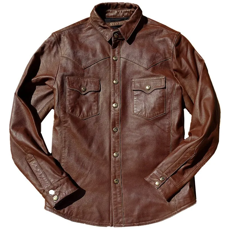 Top of world de haute qualité hommes en cuir véritable brillant ciré couleur marron avant flop poche fermeture éclair plus proche doublure en satin blouson aviateur