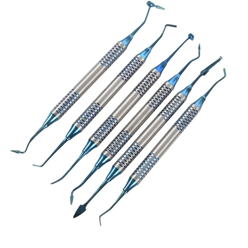 Набор из 6 инструментов для наполнения зубов Gracey с силиконовой ручкой, с автоклавируемым пластиковым разделителем, пародонтальный набор CE