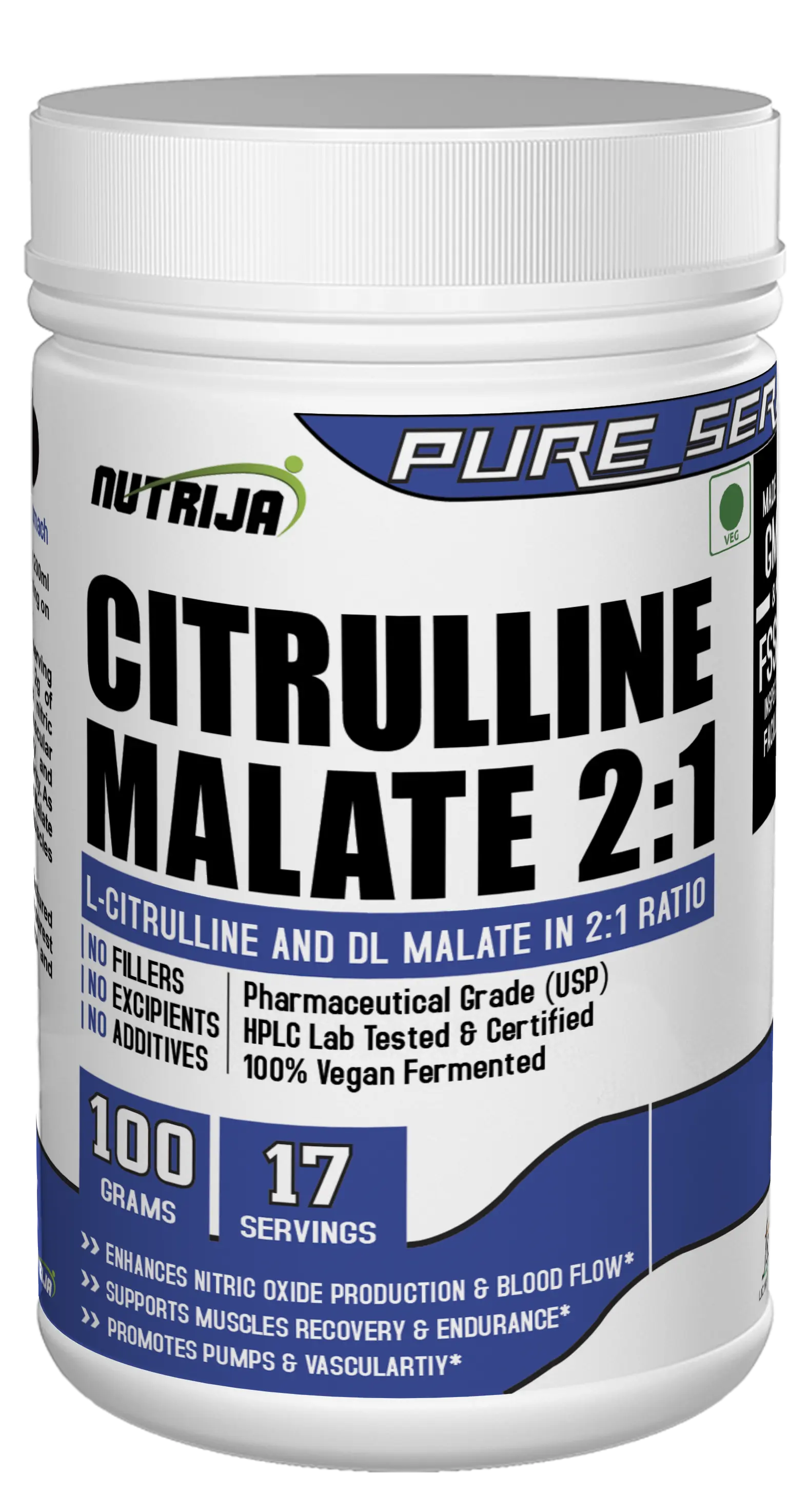 CITRULLINE MALATE- 100 gramas de força aumentada e recuperação mais rápida
