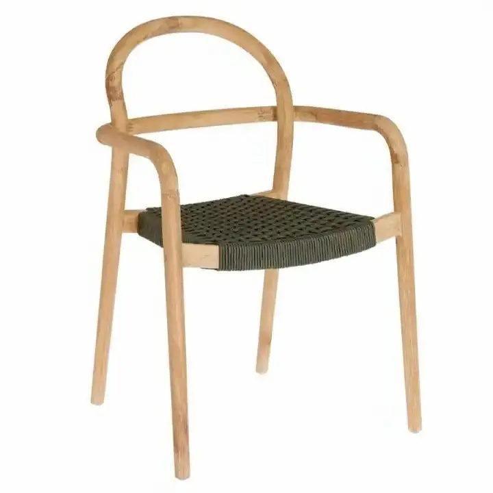 Silla de jardín de madera de teca con tejido para muebles de exterior e interior Sillas de estilo moderno