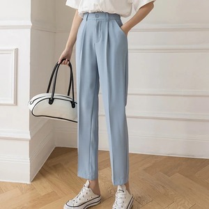 秋季春季黑色套装野兔，裤子女时尚弹力高腰休闲裤女韩版风格实心办公裤2025