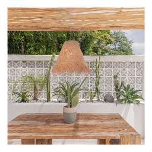 OEM/ODM hizmeti Rattan hasır şapka abajur restoran Retro tayfa tarzı Rattan sanat kuş yuva lamba Vietnam fabrikadan - Product Image 2